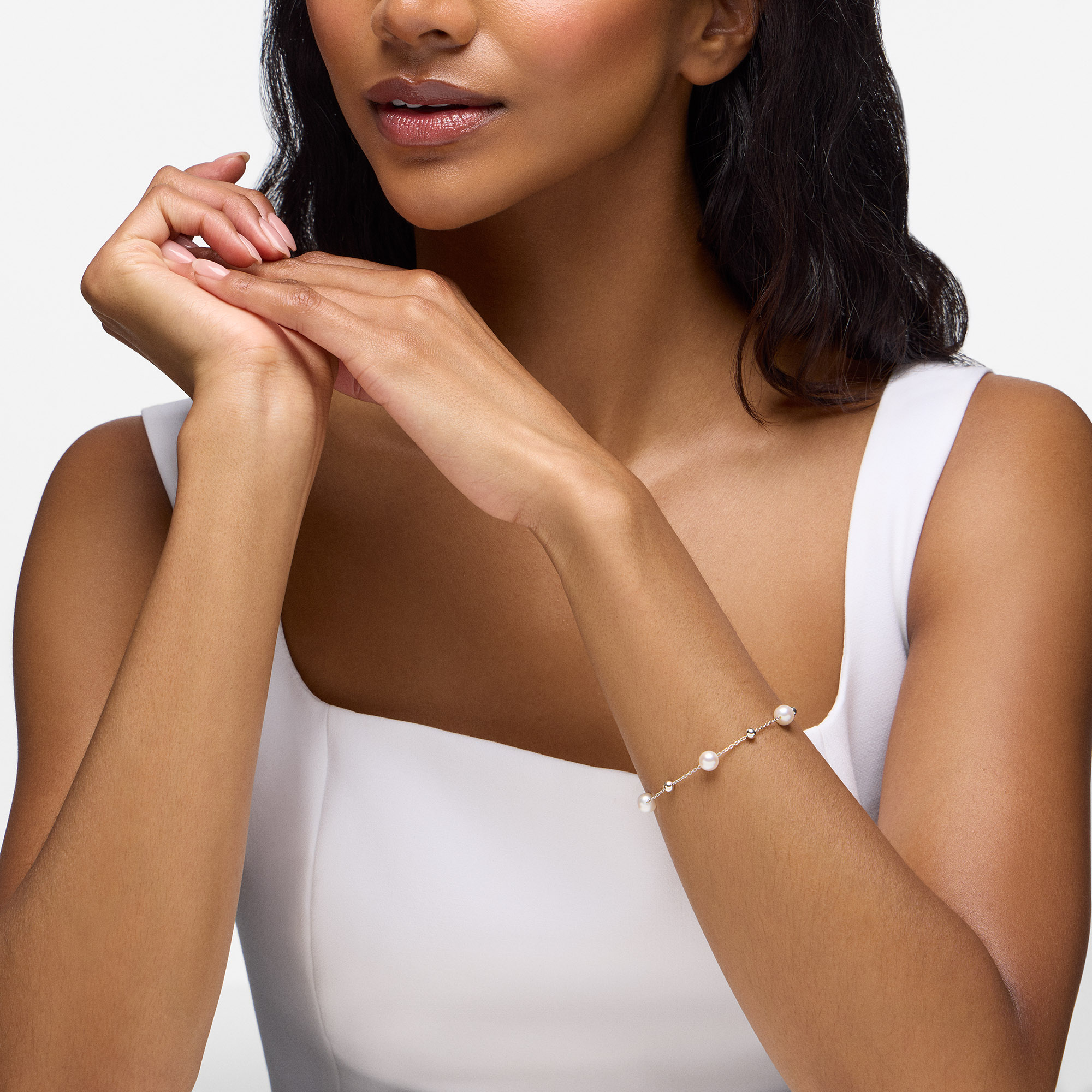 Birks Essentials Sterling Silver Bead and Freshwater Pearl Station